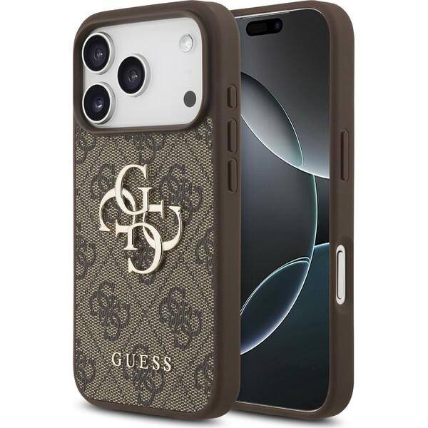 E-shop Guess PU 4G Metal Logo kryt iPhone 17 Pro hnedý