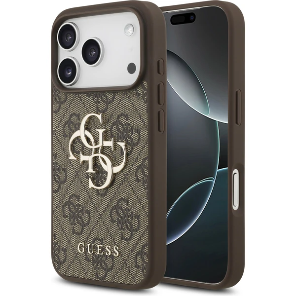 Guess PU 4G Metal Logo kryt iPhone 17 Pro hnedý - Puzdra - Hlavný obrázok