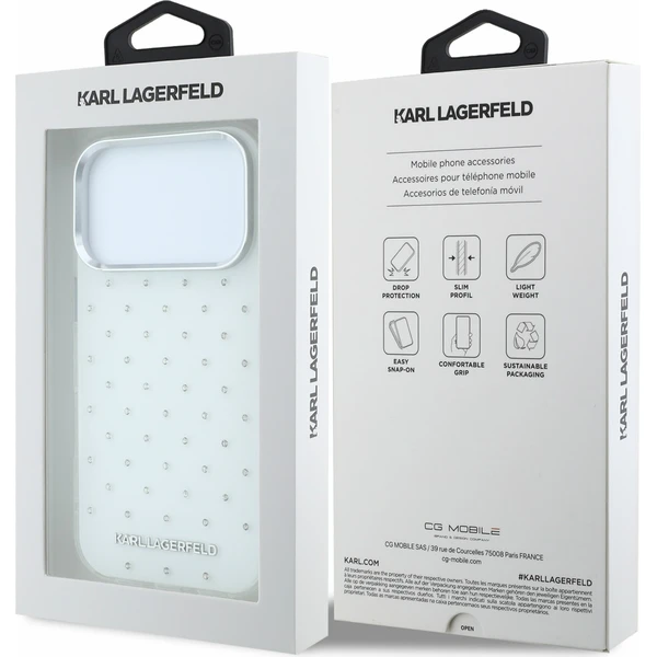 Karl Lagerfeld IML Rhinestones Allover Magsafe Zadný kryt pre iPhone 18 Pro Max White - Puzdra - Obrázok 7ea9764df68945fa84eebe941a5d1f95
