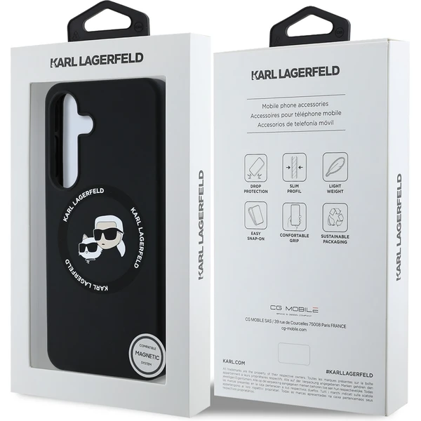 Karl Lagerfeld Liquid Silicone K&CH Heads MagSafe kryt Samsung Galaxy S25 čierny - Puzdra - Obrázok 7f0598fdd00140188c4348ac94aee322