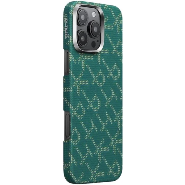 Pitaka Tactile Woven Case kryt iPhone 16 Pre PTK Green/Gold - Puzdra - Hlavný obrázok
