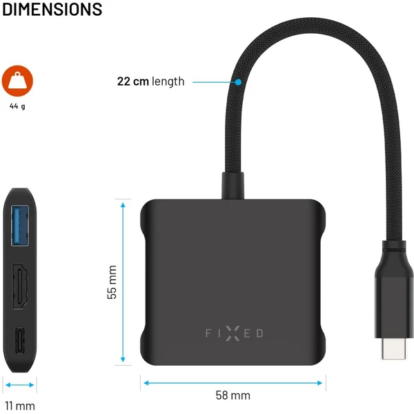 FIXED HUB Quadri hliníkový USB-C hub pre notebooky, 140W, PD 3.1, vesmírne čierny - USB huby - Obrázok 7f8da24c0af046febcd13b20d0b67e01