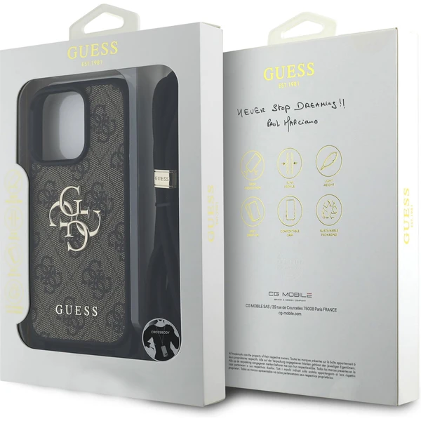 Guess PU 4G Metal Logo Crossbody popruh kryt iPhone 15 Pro Max hnedý - Puzdra - Obrázok 7fa207a7bde8470db2bbacba6ab0e759