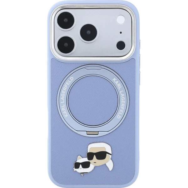 Karl Lagerfeld PU Grained K&CH Heads Ring Stand Magsafe kryt iPhone 18 Pro Max modrý - Puzdra - Obrázok 8010fbfe3c2f46c18bba0cfd694440cd