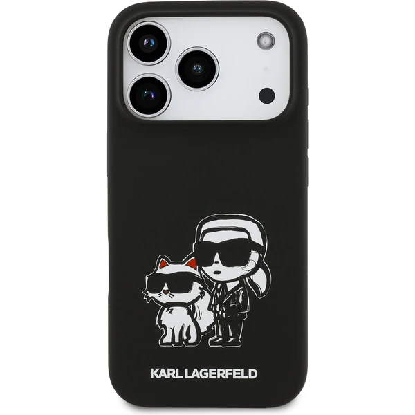 Karl Lagerfeld Liquid Silicone K&CH Sketch MagSafe kryt iPhone 17 Pro čierny - Puzdra - Obrázok 802d22832609435da8c34496acc39255