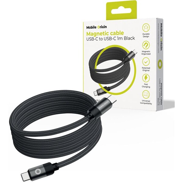 Mobile Origin Magnetic Patented USB-C/USB-C magnetický kábel (1m) čierny