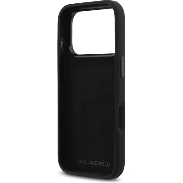 Karl Lagerfeld Liquid Silicone Metal Ikonik kryt iPhone 17 Pro čierny - Puzdra - Obrázok 8062411614d7450dbebdbc30e456717a
