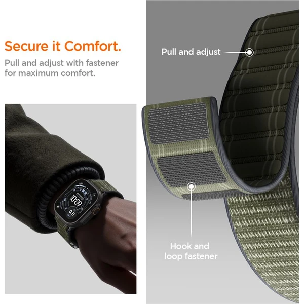 Spigen Fabric Band remienok (suchý zips) Apple Watch 49/46/45/44mm zelený - Remienky - Obrázok 807c041bd2464eafbe0870cdfbeeb8b6