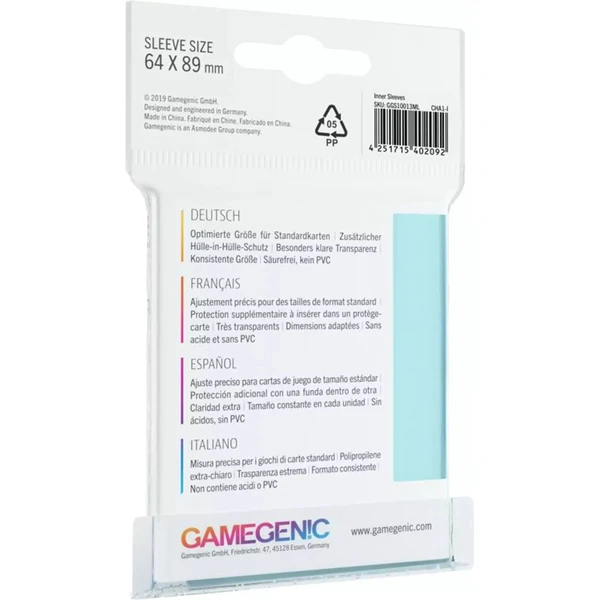 Gamegenic - Inner Sleeves mäkké obaly na karty 100ks číre - Obaly na karty - Obrázok 80E6000K01