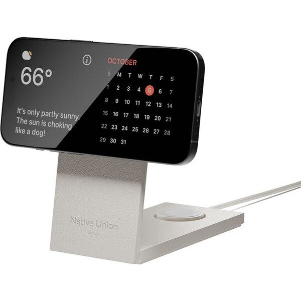 Native Union Rise 3v1 Qi2 (MagSafe) bezdrôtová nabíjačka s adaptérmi sivá