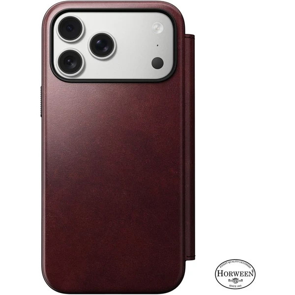 Nomad Modern Leather Folio (Horween) MagSafe kožené púzdro iPhone 17 Pro Max Burgundy - Puzdra - Obrázok 81100645fe474dfcad33830f5f1eb93d
