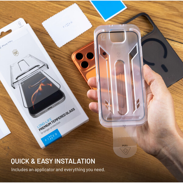 FIXED Armor Long-Life tvrdené sklo s aplikátorom Apple iPhone 18 Pro čierne - Ochranné fólie a sklo - Obrázok 8110ee99dd21439fa100489219a05fa0