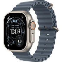 Apple Watch 49/46/45/44mm oceľovo modrý Oceánsky remienok prírodný titán - Remienky