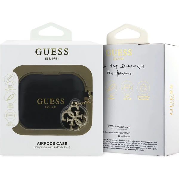 Guess 4G Charm Silikónový obal AirPods Pro 3 čierny - Puzdra - Obrázok 814101e9c9024462abd4f35a32b7466f