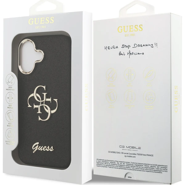 Guess PU Fixed Glitter 4G Metal Frame kryt iPhone 17 čierny - Puzdra - Obrázok 81581a2107aa426aa44ea00c9e174760