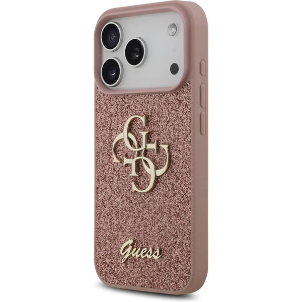 Guess PU Fixed Glitter 4G Metal Logo kryt iPhone 17 Pro ružový - Puzdra - Obrázok 81716f493beb4ecea34427fe1c6ea115