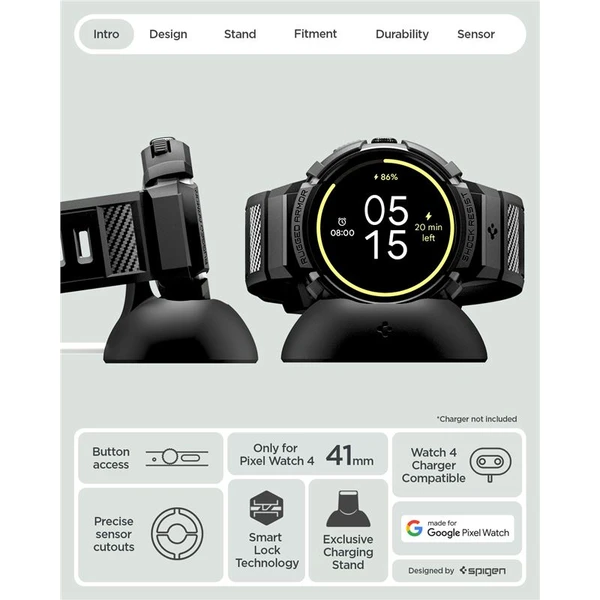 Spigen Rugged Armor kryt Google Pixel Watch 4 41mm matne čierny - Puzdra - Obrázok 8171a151b04f4481b5ce4f3ae92ca0cc