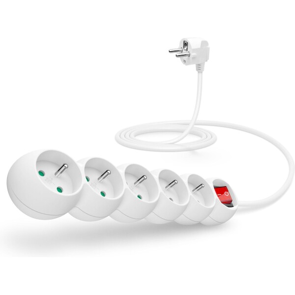 CONNECT IT predlžovací kábel 230V 5 zásuviek s vypínačom 2m biely