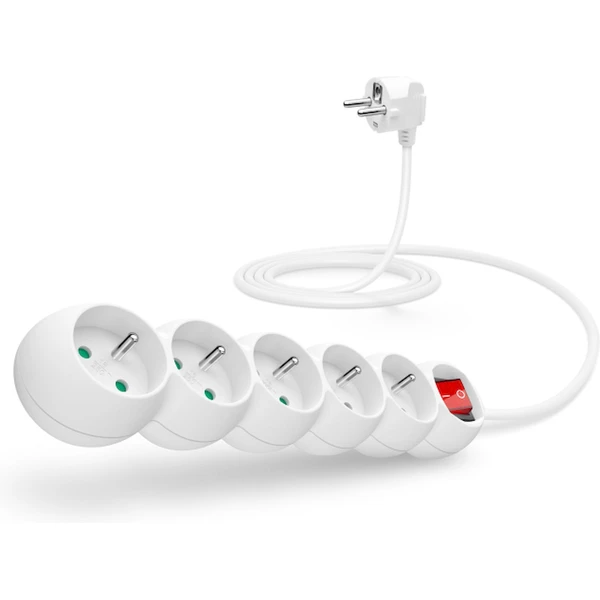 CONNECT IT predlžovací kábel 230V 5 zásuviek s vypínačom 2m biely - Zásuvky - Hlavný obrázok
