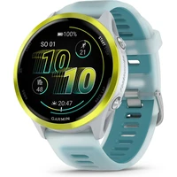 Garmin Forerunner 570 47 mm žltá hliníková luneta s bielo-tyrkysovým polopriehľadným remienkom - Inteligentné hodinky