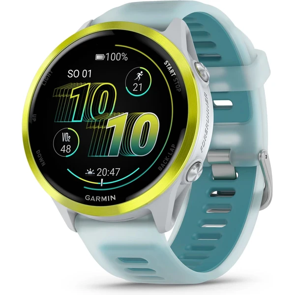 Garmin Forerunner 570 47 mm žltá hliníková luneta s bielo-tyrkysovým polopriehľadným remienkom - Inteligentné hodinky - Hlavný obrázok