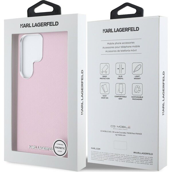 Karl Lagerfeld PU Saffiano Metal Logo and Frame kryt Samsung Galaxy S25 Ultra ružový - Puzdra - Obrázok 81fa8a66070746d7a55396dd4912a56f