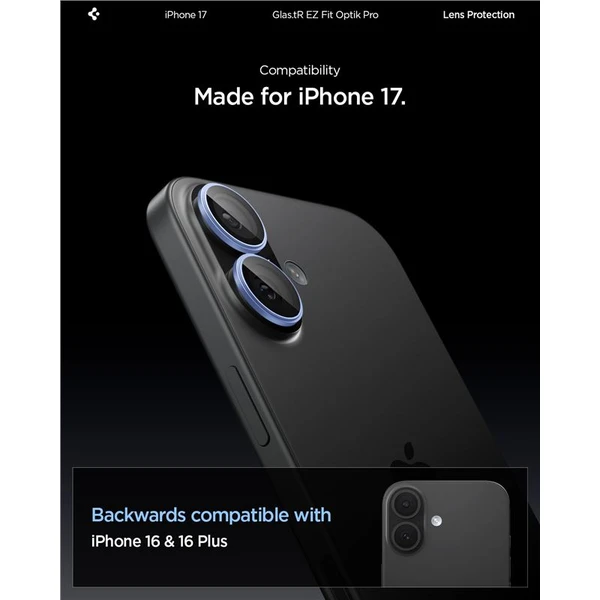 Spigen Glass TR EZ Fit Optik Pro skla iPhone 17 blue (2 ks) - Ochranné fólie a sklo - Obrázok 8201a6e5fa34487db23f49b4c45cf20b