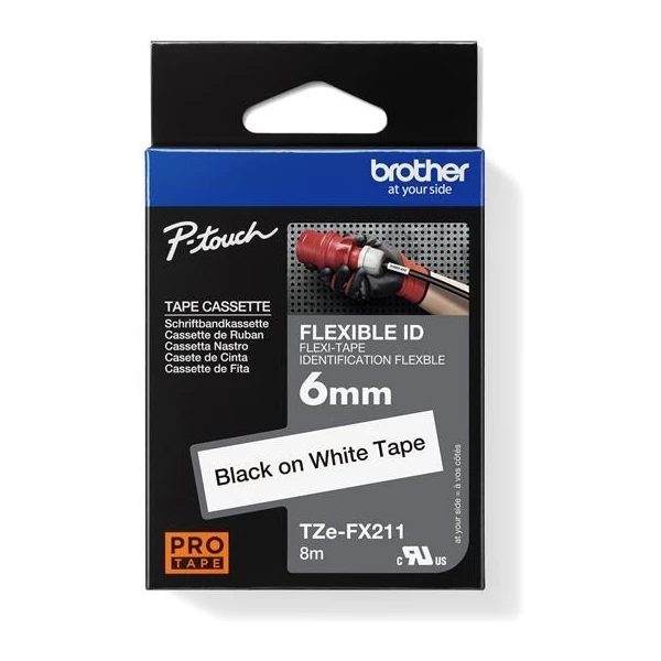 Brother TZEFX211 flexibilná páska čierna na bielom 6 mm - Pásky pre štítkovače - Hlavný obrázok