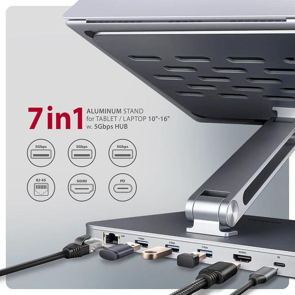 AXAGON HMC-STND 7v1 USB-C húb - Dokovacie stanice - Obrázok 825D000N01
