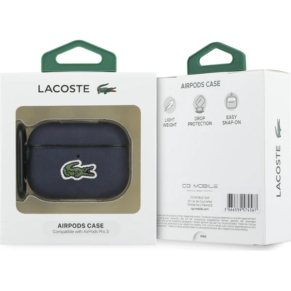 Lacoste Petit Pique Croc Logo Patch Puzdro pre AirPods Pro 3 modré - Puzdra - Obrázok 8260584cc2db4cb2b96b8640b3cae107