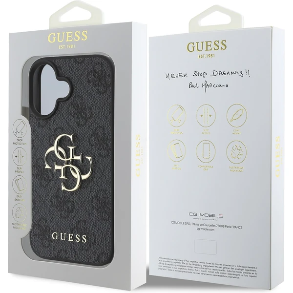 Guess PU 4G Metal Logo kryt pre iPhone 16 sivý - Puzdra - Obrázok 826e44067ff74b66bbbb5814b6bb4d82