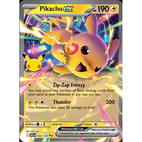 Pikachu ex (30C 054) - 30th Celebration [Holo] - Kusové karty - Hlavný obrázok