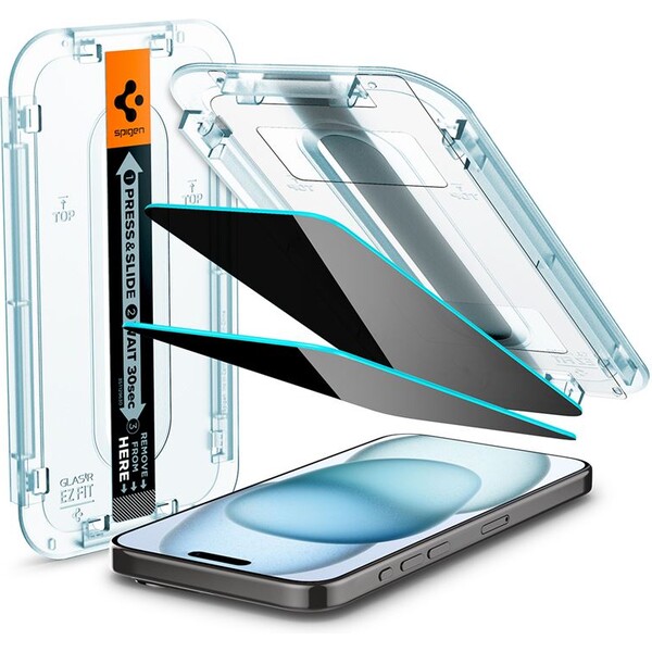 E-shop Spigen Glass tR EZ Fit HD (Privacy) tvrdené sklo iPhone 15/16 číre