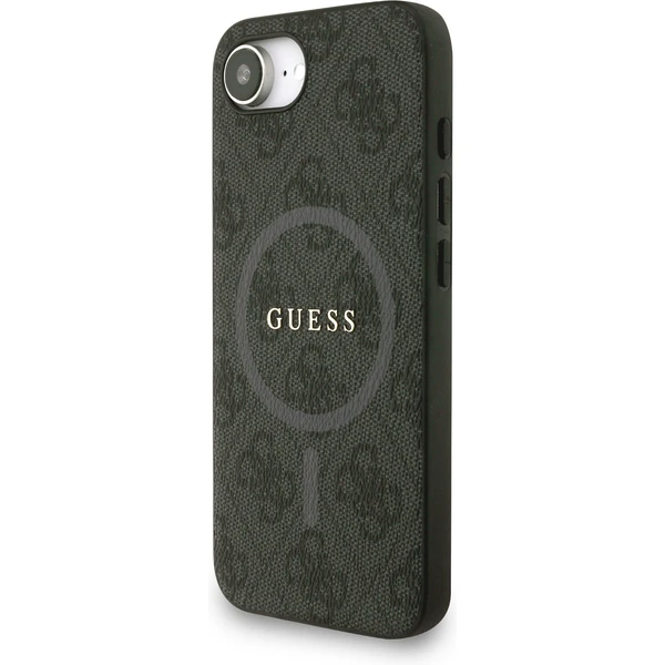 Guess PU Leather 4G farebný pásik s krúžkom MagSafe kryt iPhone 17e/16e čierny - Puzdra - Obrázok 82932059a47549de890ede4925f2b6ad