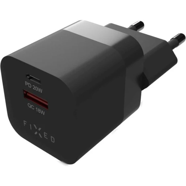 FIXED Mini nabíjačka s USB-C a USB-A výstupom PD 20W a QC 3.0 čierna - Nabíjačky - Obrázok 82e8d336499049938638873dd2eab14c