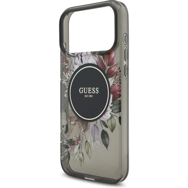 Guess IML Flowers Strap MagSafe kryt iPhone 17 Pro Max čierny - Puzdra - Obrázok 83032f6df5c7428b960e8d905002739a