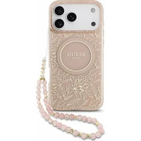 Guess IML Flowers Allover Strap MagSafe kryt iPhone 18 Pro Max ružový - Puzdra