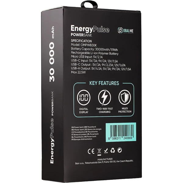 OBAL:ME EnergyPulse Powerbanka 30000mAh (22.5W) čierna - Powerbanky - Obrázok 830cbc12de004507936636592bdec52c