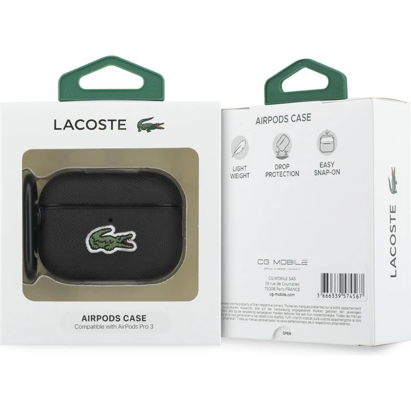 Lacoste Petit Pique Croc Logo Patch Puzdro pre AirPods Pro 3 čierne - Puzdra - Obrázok 835e6ee156ca4da7ab167b51df7c73e5