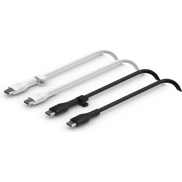 Belkin BOOST CHARGE USB-C/USB-C silikónový kábel, 1m, biely/čierny (2 ks)