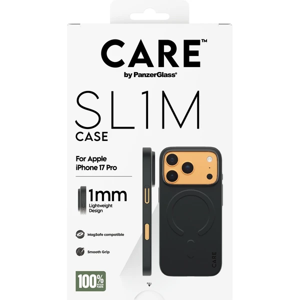 PanzerGlass® CARE SL1M (1mm) MagSafe kryt Apple iPhone 17 Pro čierny - Puzdra - Obrázok 83XL000K01