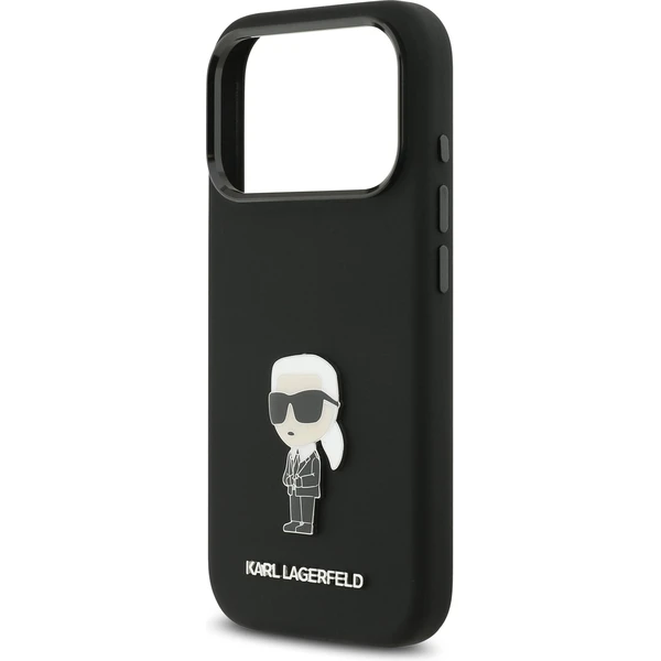 Karl Lagerfeld Liquid Silicone Metal Ikonik kryt iPhone 17 Pro čierny - Puzdra - Obrázok 83cf7efae5b749a389064e59349fb18e