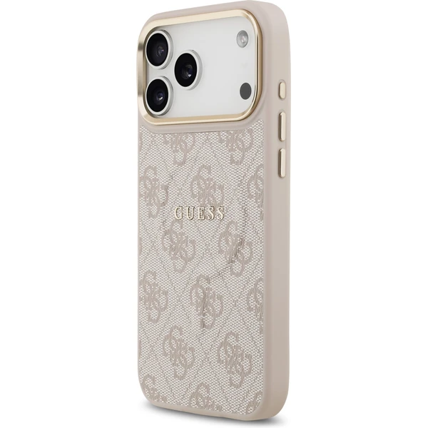 Guess PU Leather 4G Gold Frame MagSafe kryt iPhone 17 Pro Max ružový - Puzdra - Obrázok 83eeb36af0644ba1ae9ee2805a2a1a01
