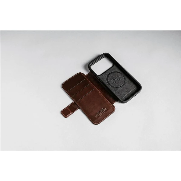 Nomad Modern Leather Folio (Horween) MagSafe kožené púzdro iPhone 17 Pro Rustic Brown - Puzdra - Obrázok 8401bb80dcad4e40aac13bcfaea9b5bd