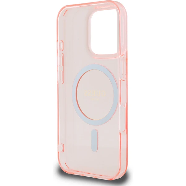Guess IML Glitter Ring MagSafe kryt pre iPhone 16 Pre ružový - Puzdra - Obrázok 84041718f5e740c49f384c9f953ca41c