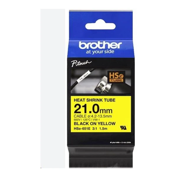Brother HSE651E zmršťovacia bužírka čierna na žltom 21 mm - Pásky pre štítkovače - Obrázok 8421950aeda54fc6b4953093a145fae4
