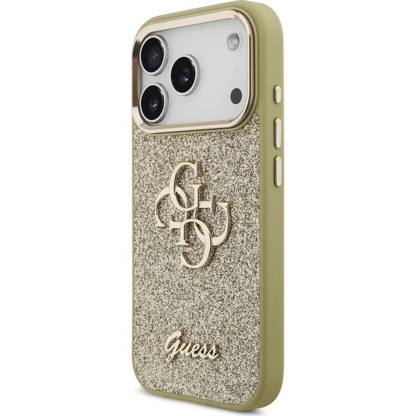 Guess PU Fixed Glitter 4G Metal Frame kryt iPhone 17 Pro zlatý - Puzdra - Obrázok 8436cb97c2264660b875e8355fc118f2