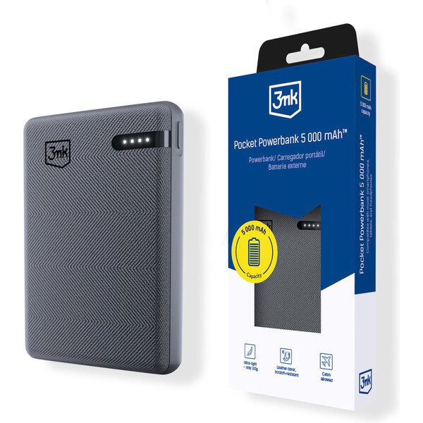 3mk Pocket Powerbank 5000mAh 12W sivá