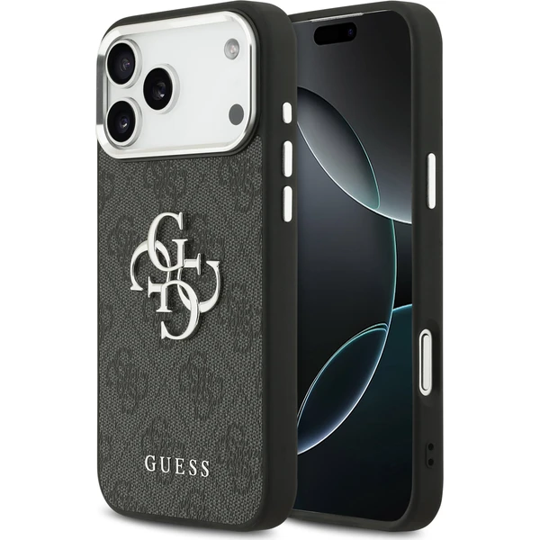 Guess PU 4G Metal Logo kryt iPhone 17 Pro Max strieborný/čierny - Puzdra - Hlavný obrázok