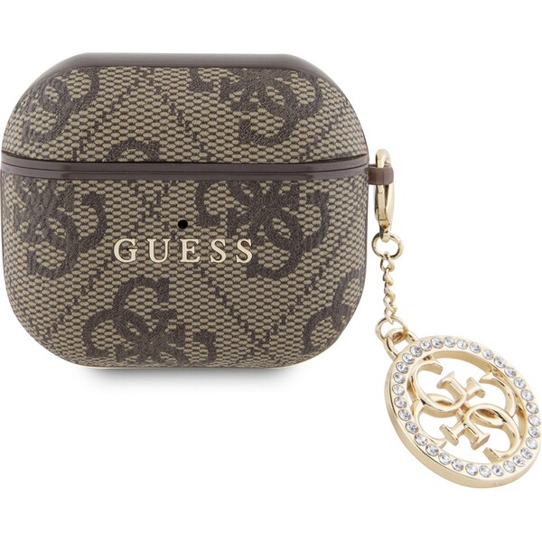 Guess 4G Script PC/PU Charm puzdro pre AirPods 3 hnedé